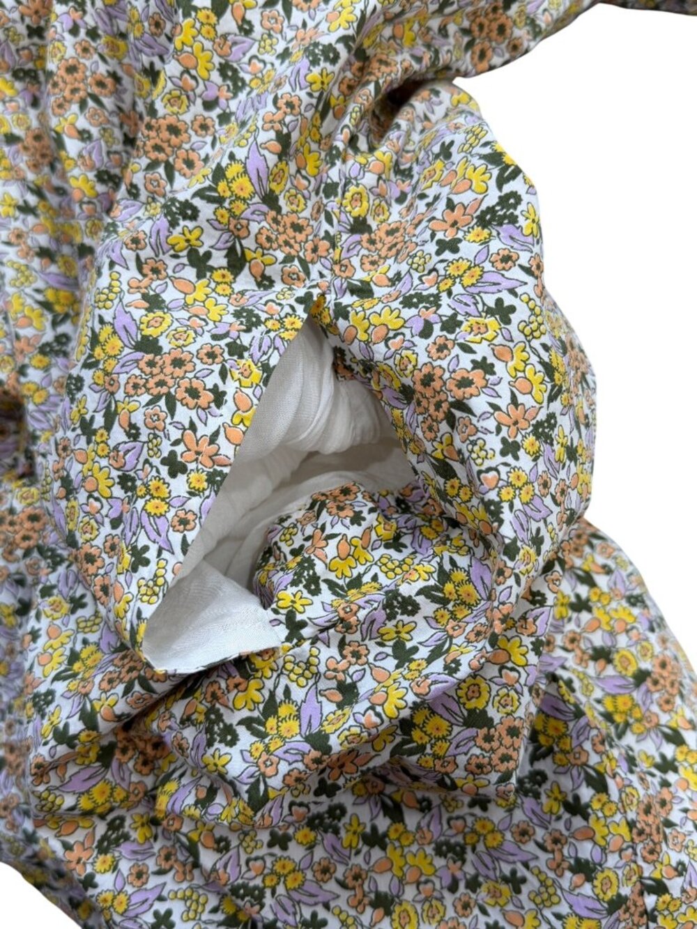 Anthropologie Womens Size 14 Collared Floral Mini Dress Yellow Puff Sleeve - Picture 6 of 9
